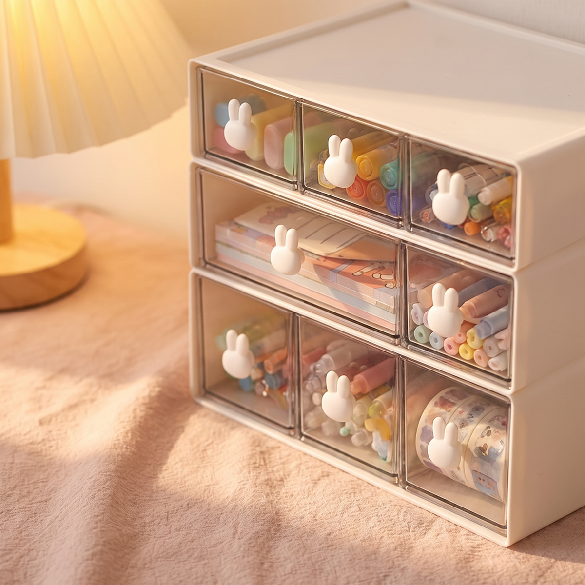 Close up of the bunny handle storage box