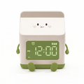 Milk carton alarm clock on white