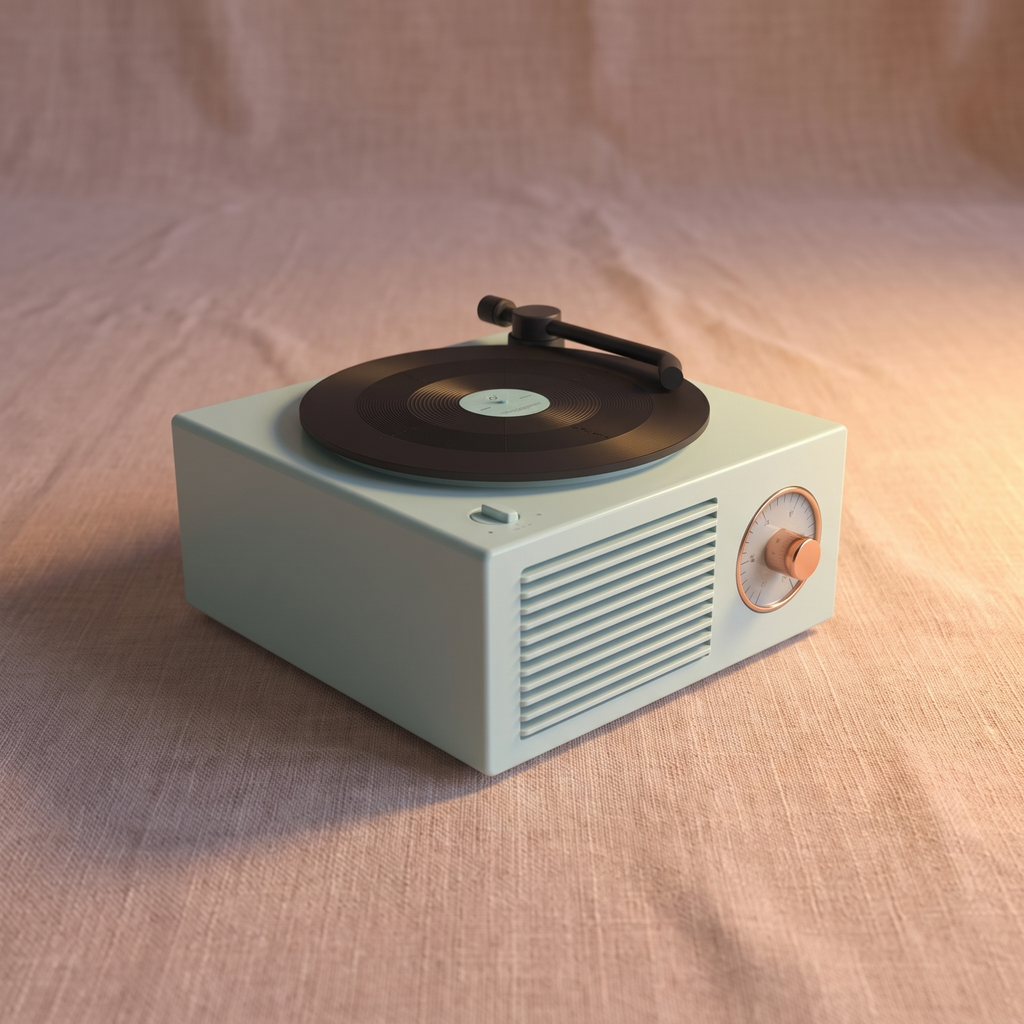 Close up of the retro vinyl speaker